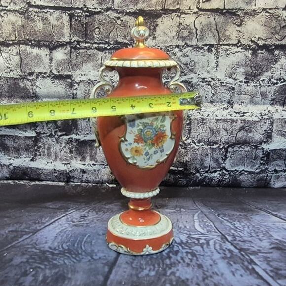 Antique Orange Sevres Style Portrait Porcelain Urn Desdren - Picture 9 of 9